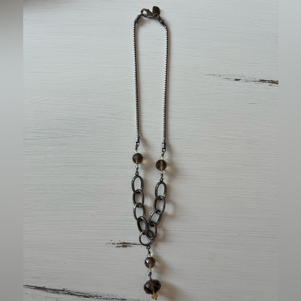 Silpada smoky quartz 17” sterling silver necklace N1454